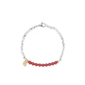 White K colour couple bracelet with silver lucky beads measuring 16 cm