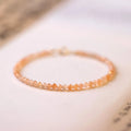 Ultra-thin 3mm sunstone bead bracelet with natural crystal beads on wrist