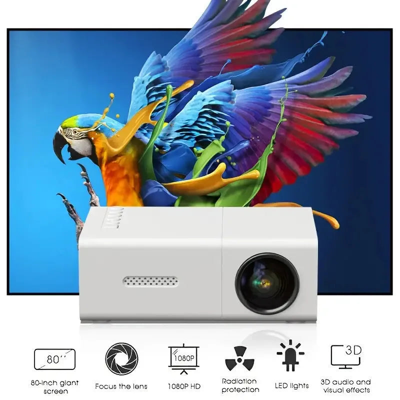 M100 portable mini home projector in black or white colour with remote control.