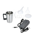 Automotive headlamp renovation kit with stainless steel polishing cups and power adapters.
