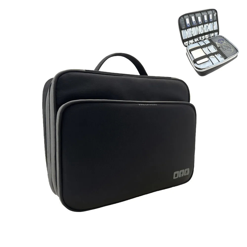 Grey three-layer travel storage bag with 20L capacity for business travel organisation