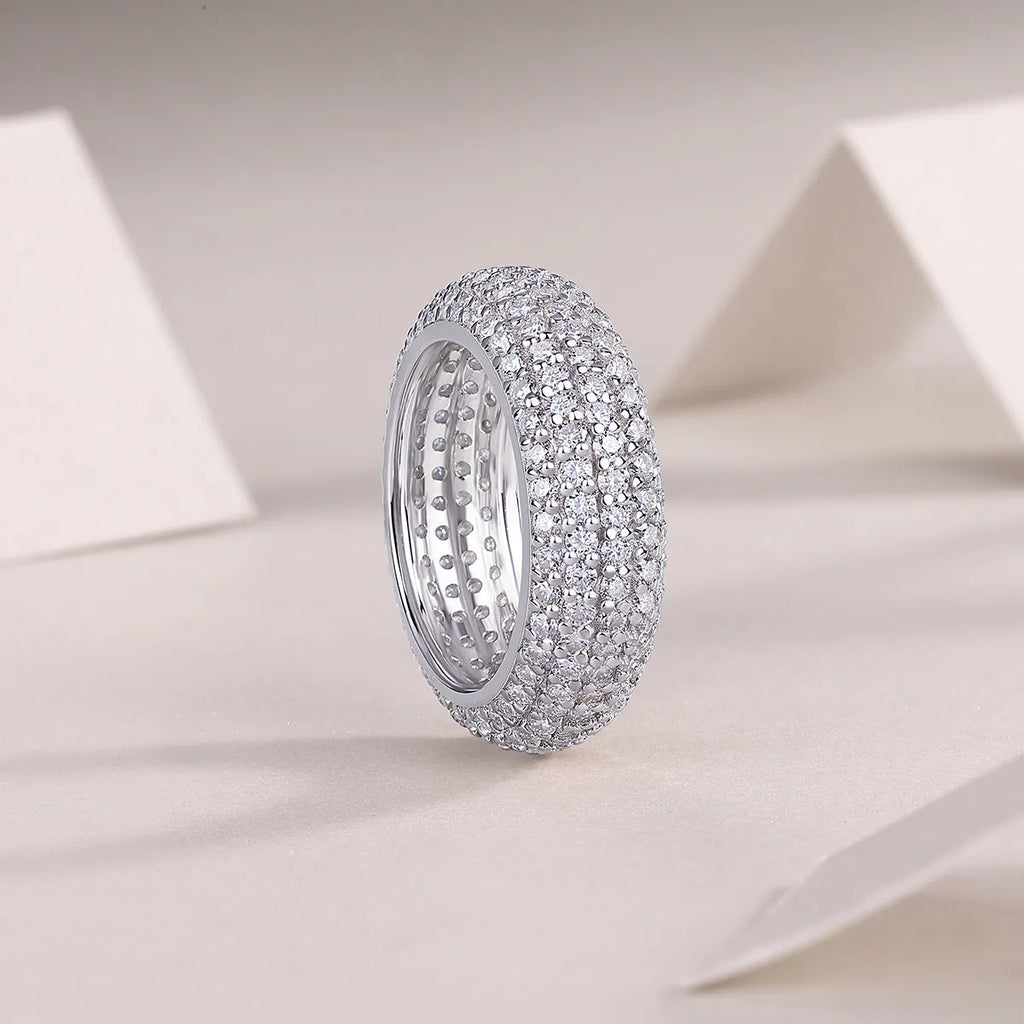Moissanite ring with S925 silver platinum-plated band, GRA certificate, gift box, sizes 5-9