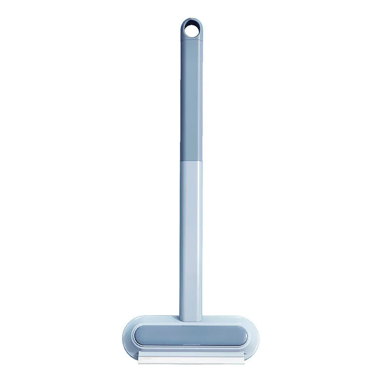 Multifunctional 4-in-1 screen cleaner and pet hair remover brush with flannel head and extension handle.