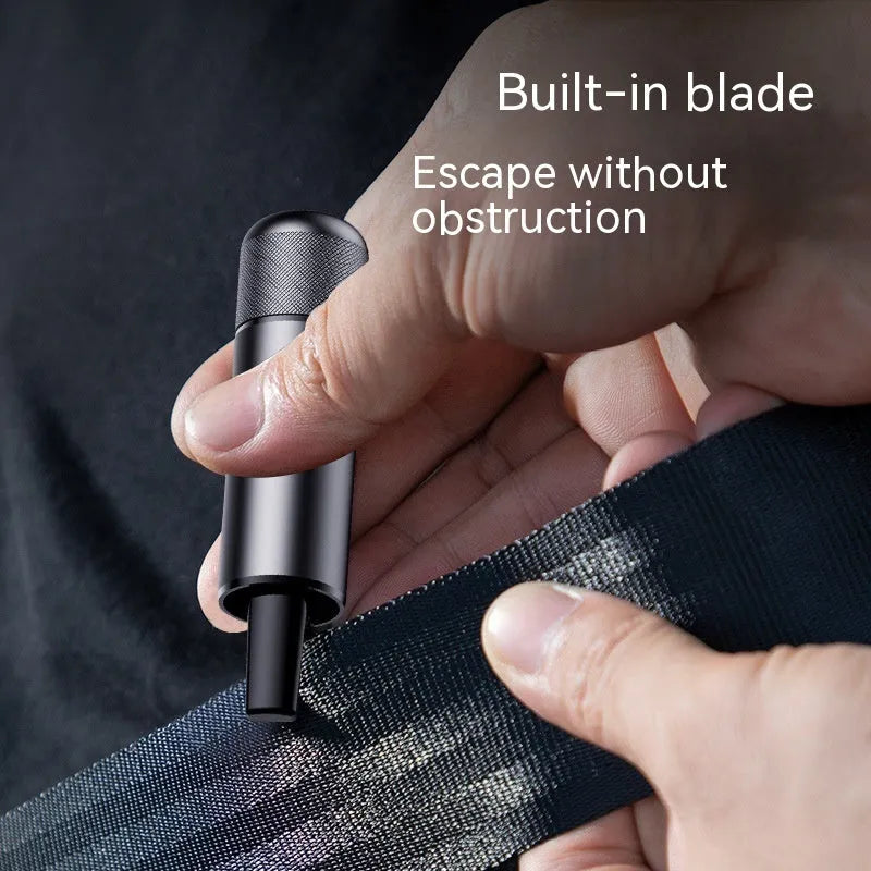 Aluminium alloy car safety hammer with glass-breaking head and seatbelt cutter in medium 20x88mm size