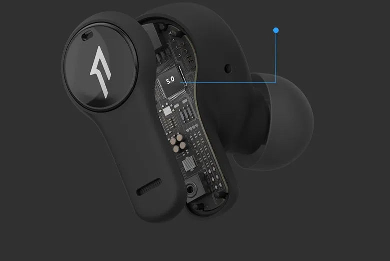 True wireless Bluetooth sports headset in pearl white or magic night black with waterproof design