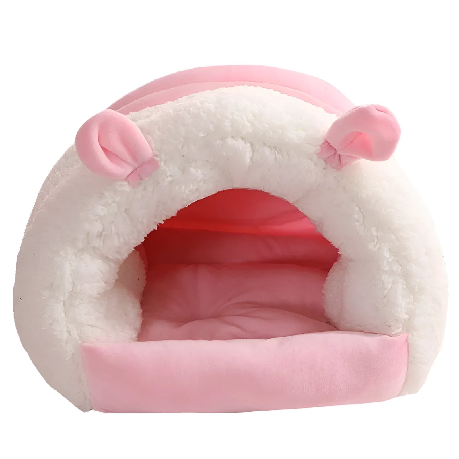 Enclosed washable cat nest shown in blue, pink, and purple colours next to size guide for 30x40cm and 40x50cm.