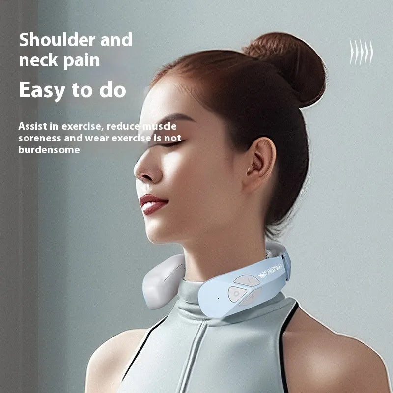 Electric neck massager EMS pulse rechargeable with heating function in Lake Blue B colour