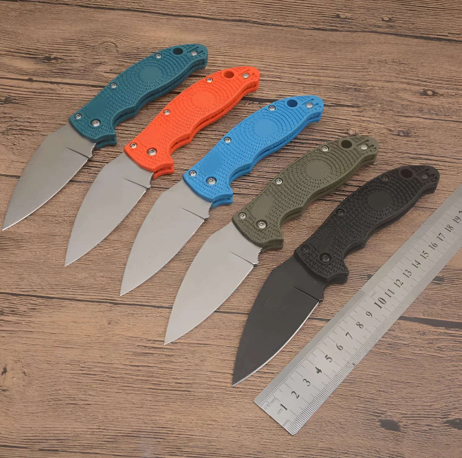 Portable folding fruit knife 203mm 9CR13MOV blade nylon glass fibre handle black colour open position