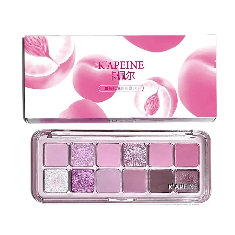 Creative home versatile 12 colour eye shadow plate showing peach apple and cherry plum options