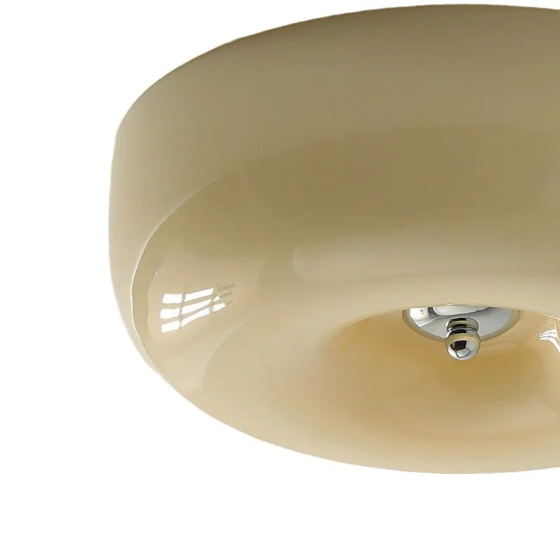 Cream colour middle ancient style bedroom ceiling lamp with three-colour light function.