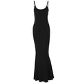 Spaghetti strap long bodycon dress for women, solid colour, high waist A-line skirt, available in pink