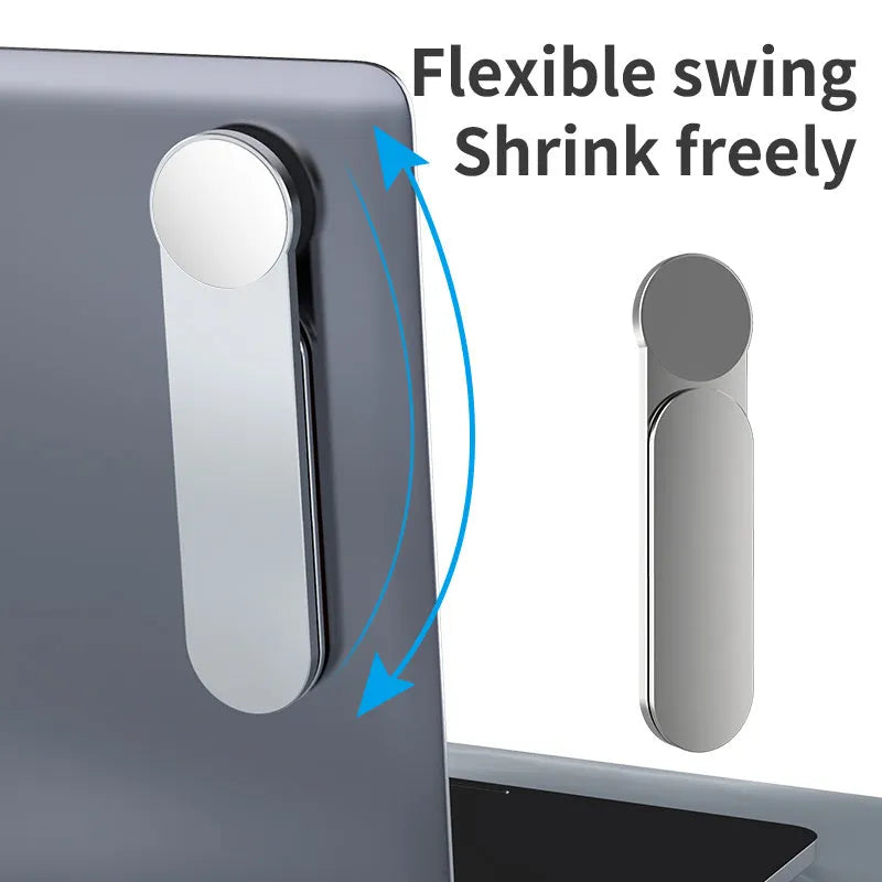 Silver aluminium alloy dual screen extension bracket with magnetic phone holder for computer workstation