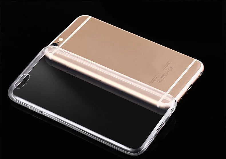 Transparent TPU soft shell iPhone case showing phone's original design through clear material