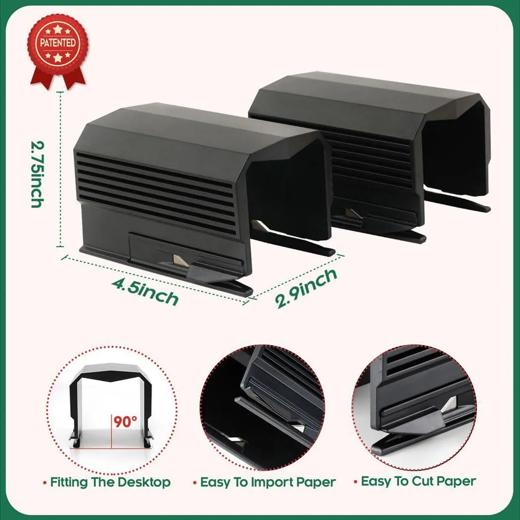 Injection-moulded plastic paper cutter for roll paper in black, red, or green
