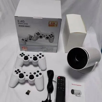 M300MAX portable home projection game machine in red or white packaging with handles