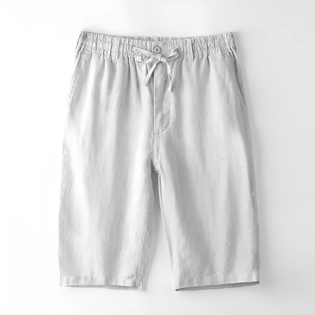 Men's linen loose-fit straight-leg beach capri trousers in multiple colour options