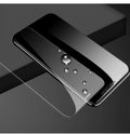 Samsung phone tempered glass screen protector showing fullscreen coverage and anti-fingerprint surface.