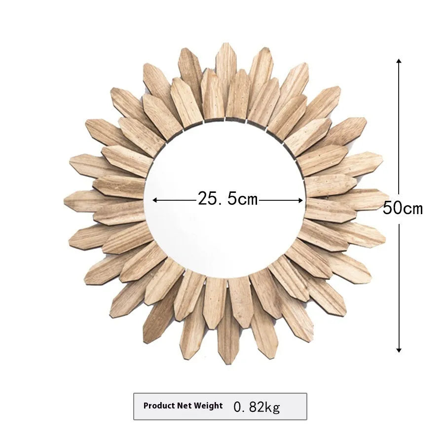 European-style solid wood hanging mirror with baked colour finish in three size options
