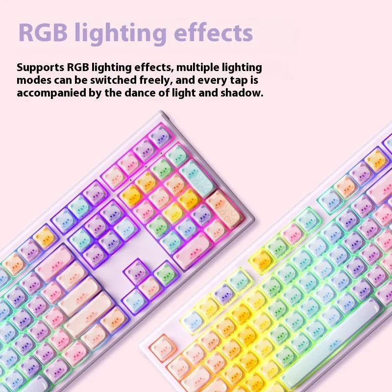 MG108B sugar cat coloured Bluetooth mechanical keyboard with piano switches and full 108 keys