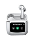 T68 PRO wireless Bluetooth in-ear headphones with colour touch screen display in black, silver, or Champagne.