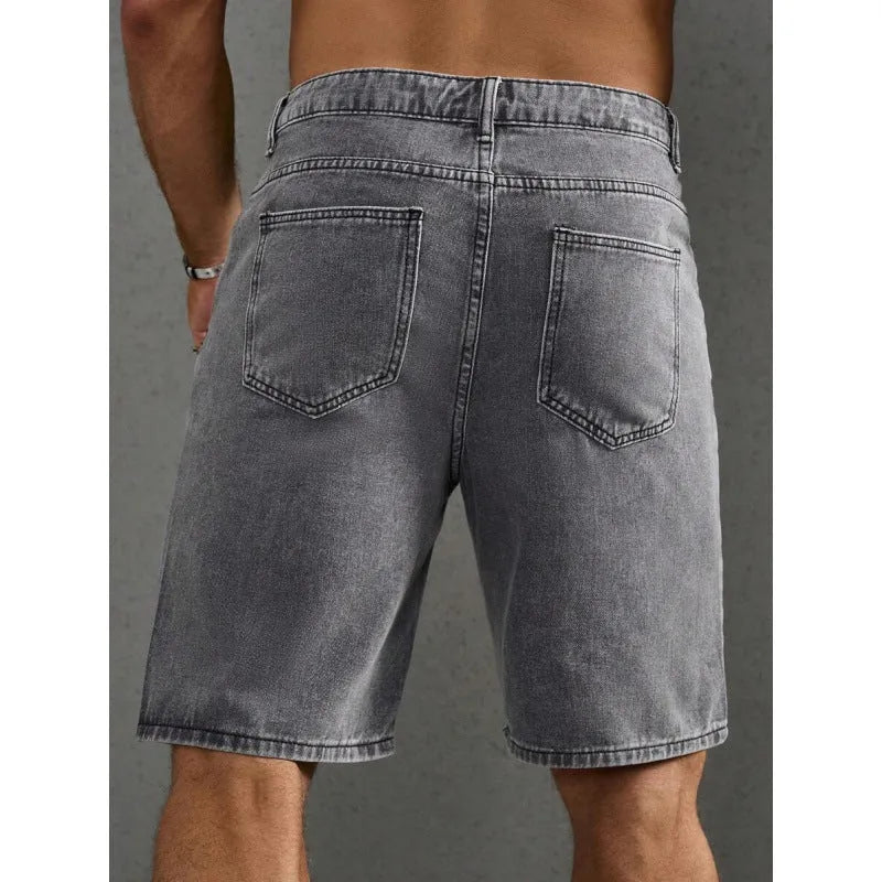 Men's letter printed Do The Old Cowboy shorts in khaki with double layer belt, side view on model