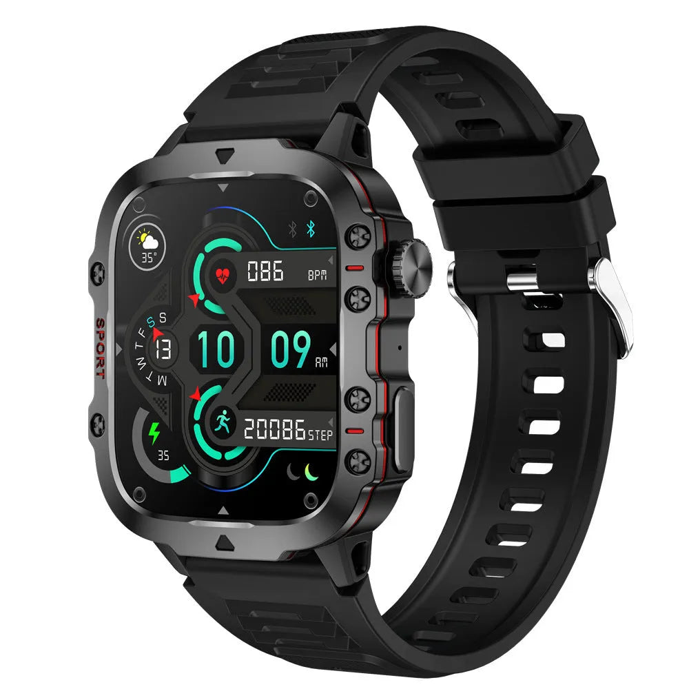 QX11 Smart Bluetooth Watch in black or khaki with zinc alloy case and TFT screen display