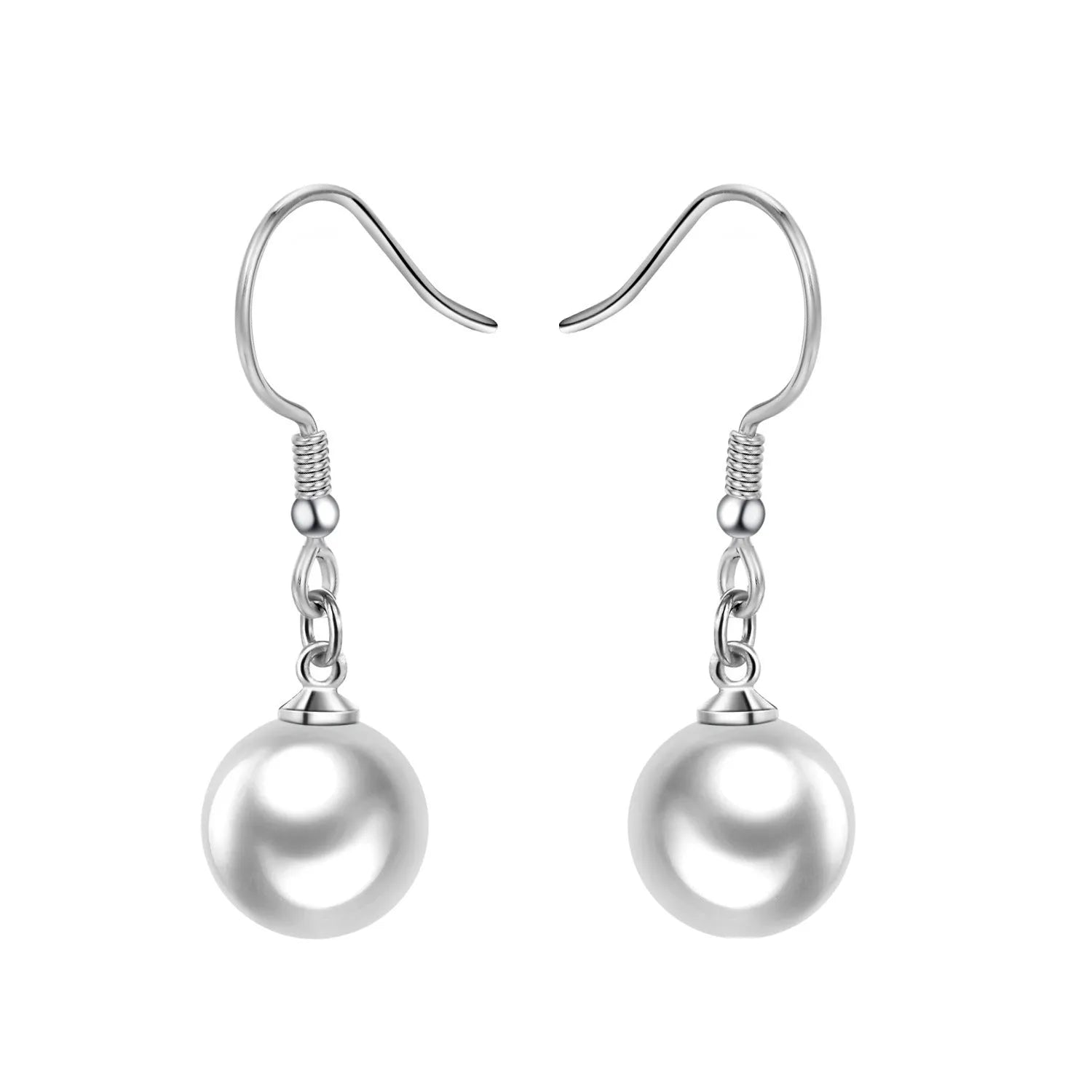 Women's white gold plated geometric high imitation pearl stud earrings on copper base