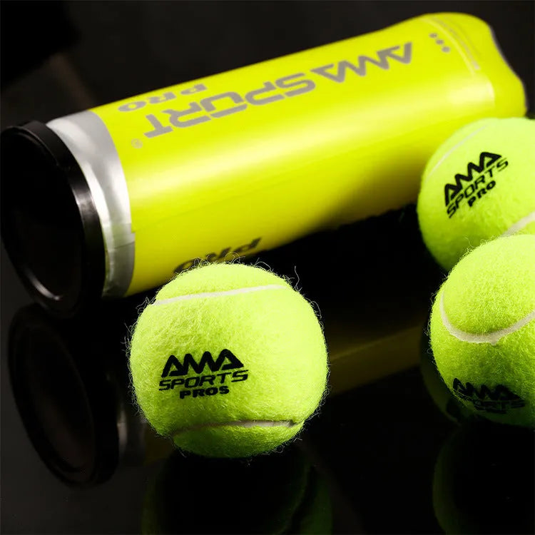 Three cage plate training tennis balls showing high elasticity construction in Cricket-PRO colour options