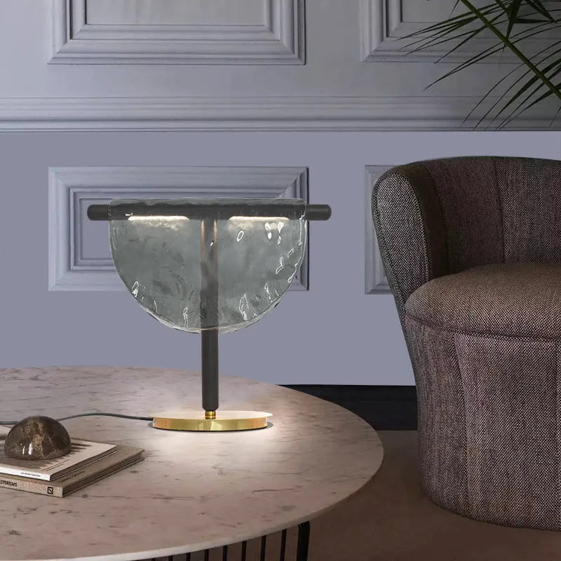 Post-modern art table lamp in Amber finish, 380x330mm, with hardware construction and UK plug