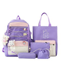 Nylon student backpack in four colour options with curved shoulder straps for junior high school