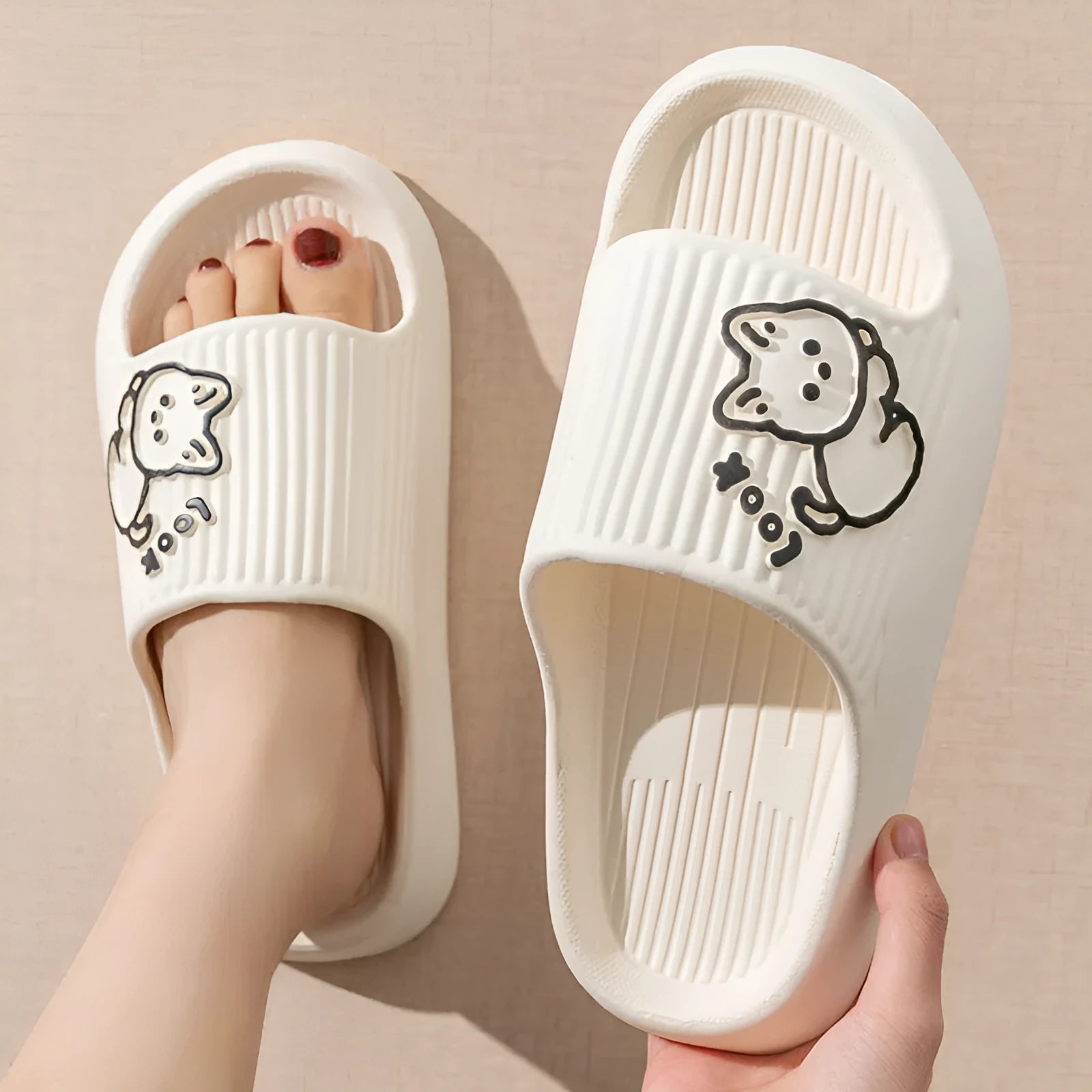 Women's cat slippers with thick EVA platform sole in multiple colour options