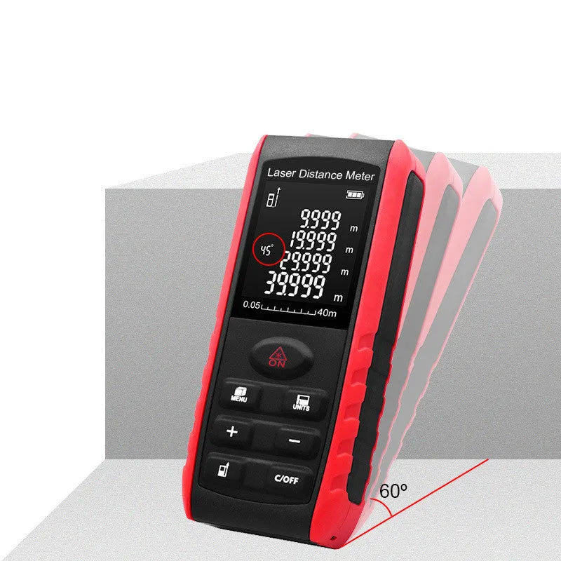 E40M hand-held laser range finder with compact ABS construction for decoration project measurements
