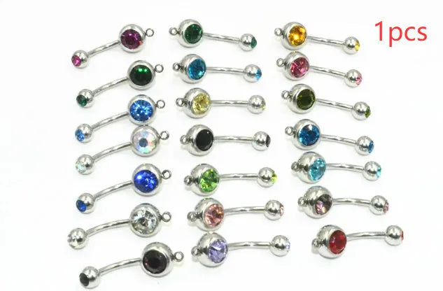 Fruit-shaped belly button ring with Czech diamond finish in multiple colours, medical steel construction