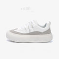 Men's black canvas platform sneakers with round toe and lace-up front on grey background