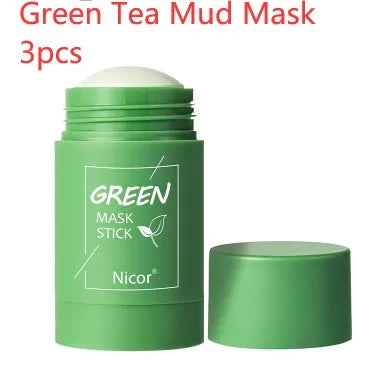 Green tea and eggplant solid cleansing mask sticks in stick format for oily skin care