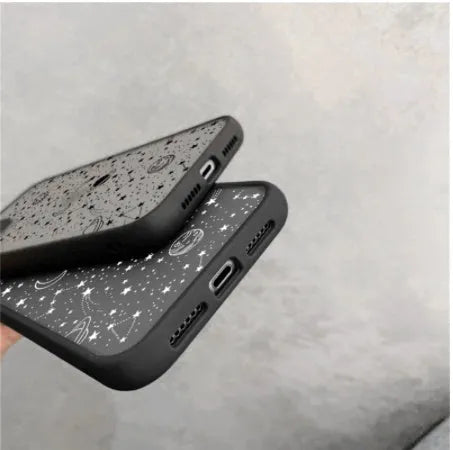 Star Universe black and white Skin Sensation Shell protective case for iPhone models X through 13.