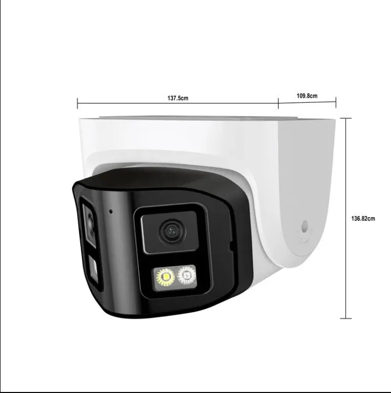 4MP dual-lens panoramic CCTV webcam with IP66 waterproof housing for indoor and outdoor security monitoring