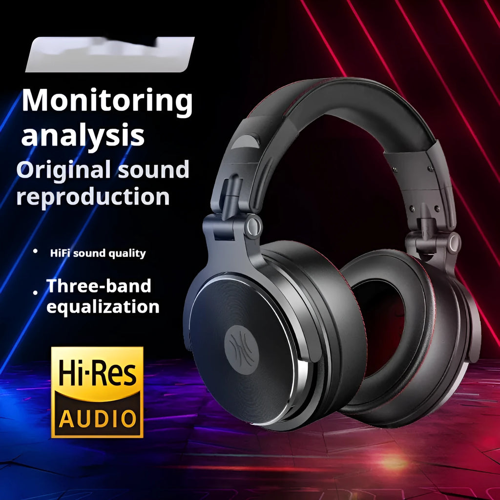 Three-frequency balanced head-mounted wired monitoring earphone in Pro 50 black with cable and spring wire