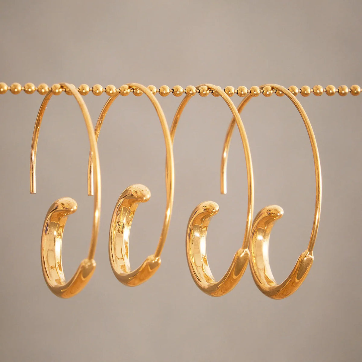 Gold-plated stainless steel geometric ring earrings for women, ins style, one pair, gold or steel finish