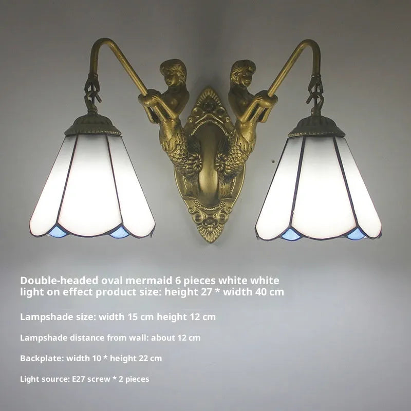 Oval mermaid 6 white bathroom mirror headlight lamp with LED compatibility and wall mount