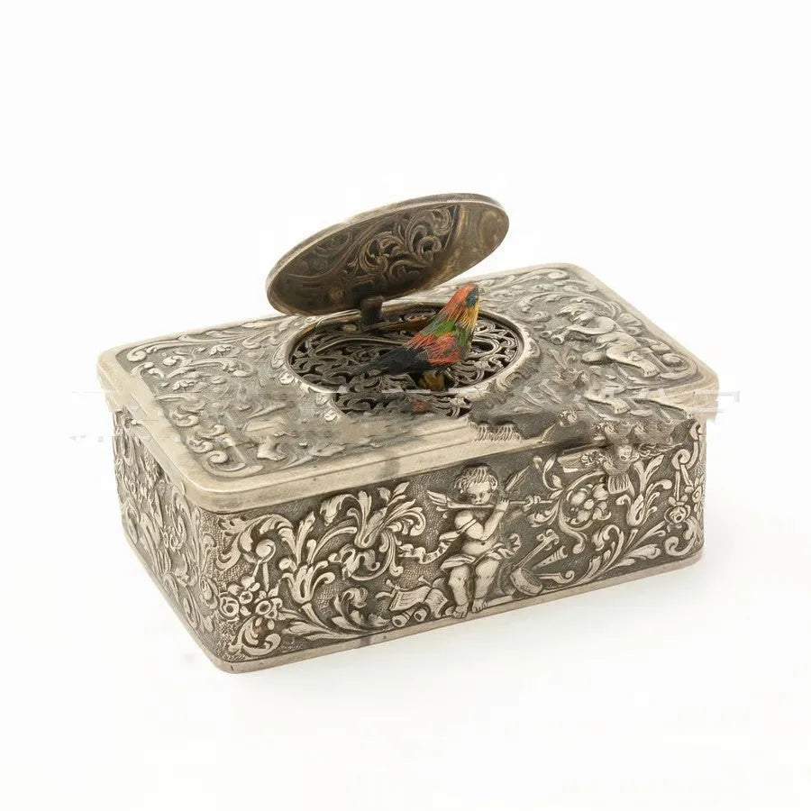 3D retro bird music box in gold, silver or black, 9.8 x 6.4 x 3.6 cm modern art design