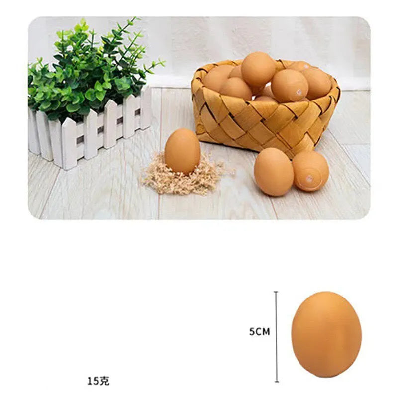 Realistic egg-shaped dog chew toy with textured surface and sound-emitting features for interactive pet play