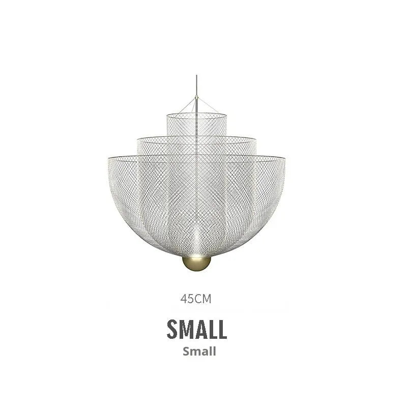 Nordic iron mesh personality shape chandelier ceiling light with 450mm diameter in gold or silver finish