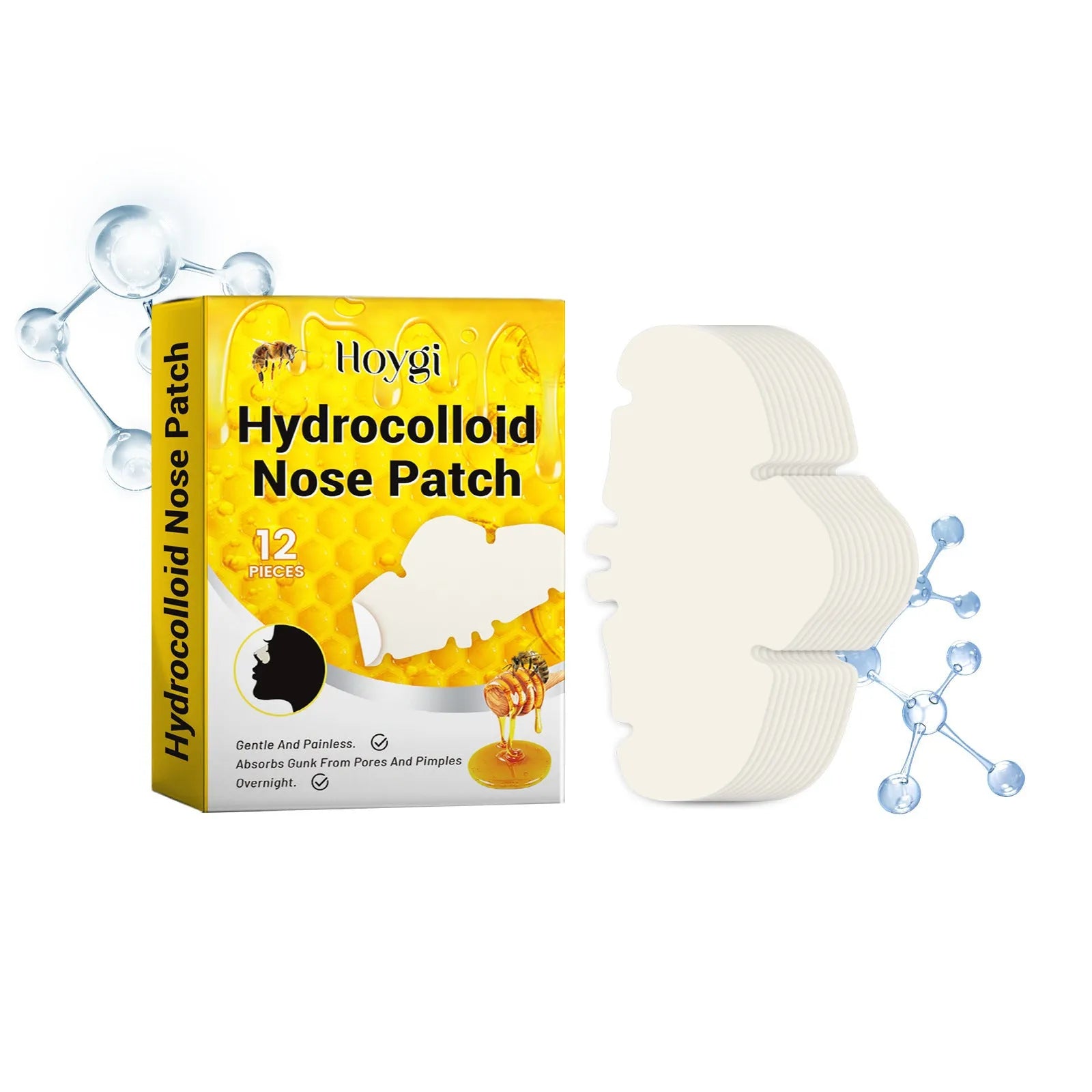 Hydrocolloid invisible concealer pore cleansing patches - 12 nose strips for blackhead removal
