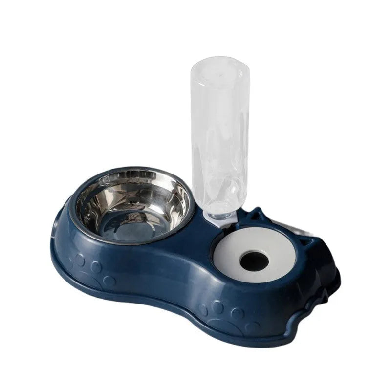 Unplugged cat drinking bowl with stainless steel bowl, compact design, available in multiple colours