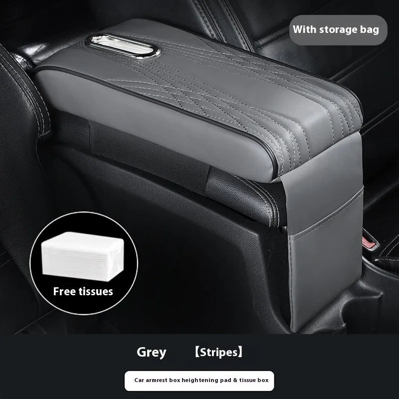 Leather automobile armrest box cover with angel pattern tissue storage in black large size