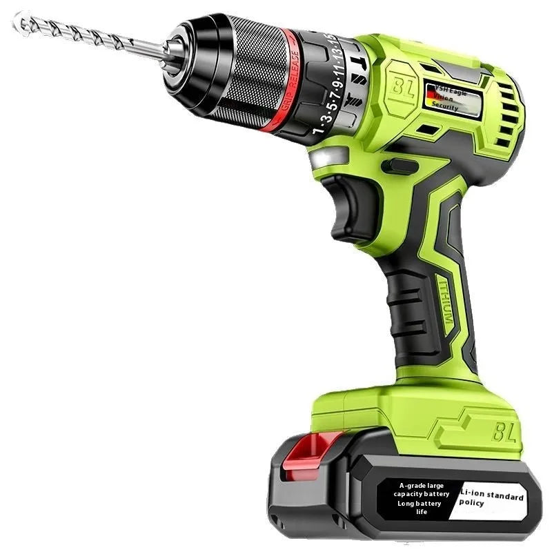Brushless cordless impact drill 21V 300W with lithium batteries and 10mm chuck for wood steel concrete drilling