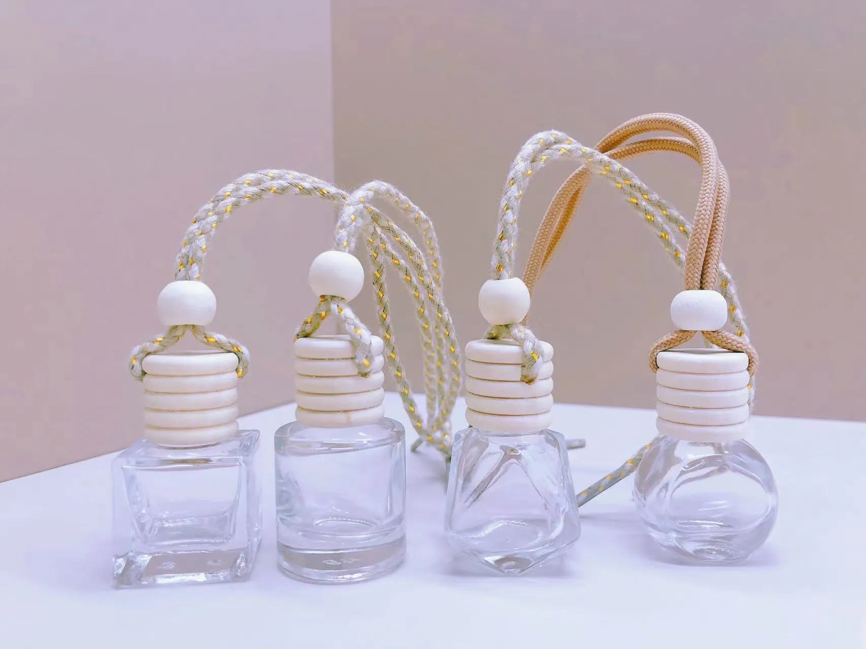 Glass car perfume pendant fragrance with refillable bottle in multiple pendant style options