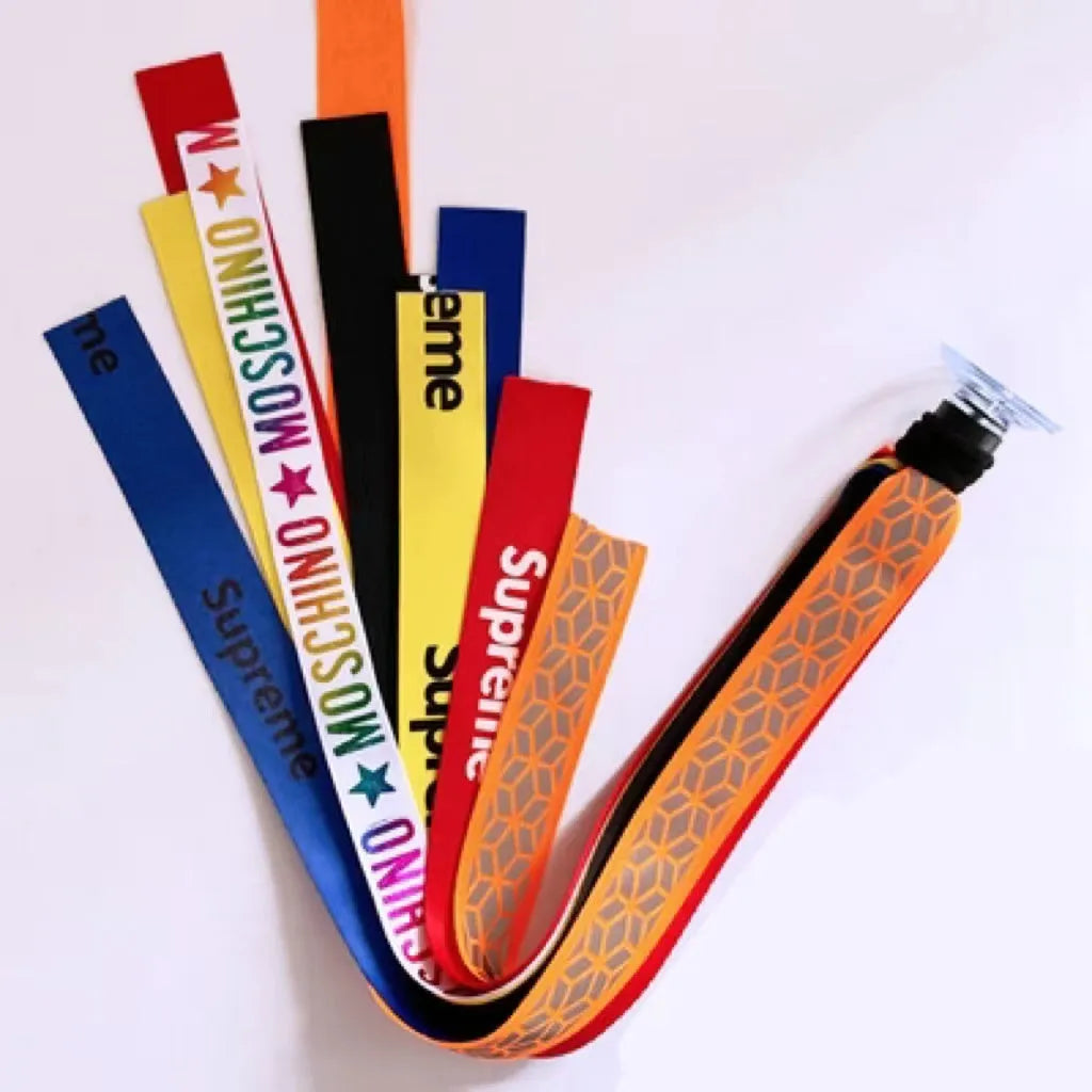 A decorative ribbon streamer for attaching to a child's roller skate or ski helmet, shown in a selection of colours.