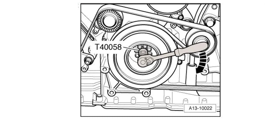 Aodi T40058 crankshaft rotating sleeve automotive timing tool with adapter guide pin.